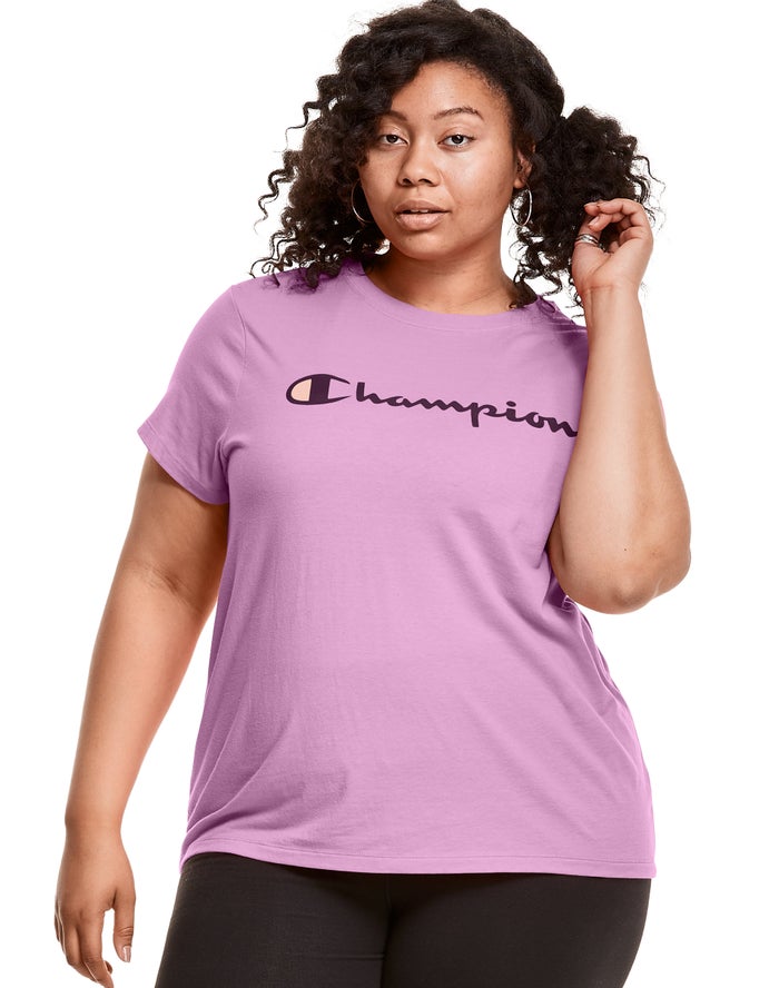 Camiseta Champion Mujer - Plus Classic Script Logo ( Rosas ) 0785369-VI